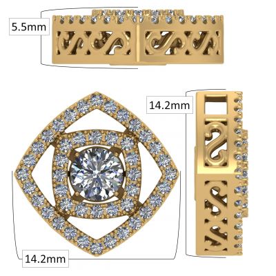 Double Square Dancing Stone Necklace Pendant in Sterling Silver made with Pure Brilliance Zirconia
