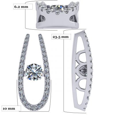 &quot;U&quot; Shape Dancing Stone Necklace Pendant in Sterling Silver made with Pure Brilliance Zirconia