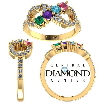 NANA Jewels Infinity Mother&#039;s Ring with 1 to 6 Birthstones in Sterling Silver, 10k or 14k White, Yellow or Rose Gold