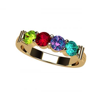 NANA Jewels Shared Prong Mother&#039;s Ring with 1 to 6 Birthstones in Sterling Silver, 10k or 14k White, Yellow or Rose Gold