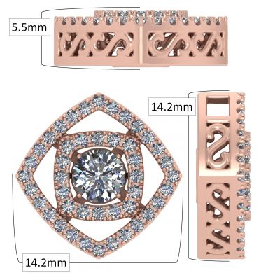 Double Square Dancing Stone Necklace Pendant in Sterling Silver made with Pure Brilliance Zirconia