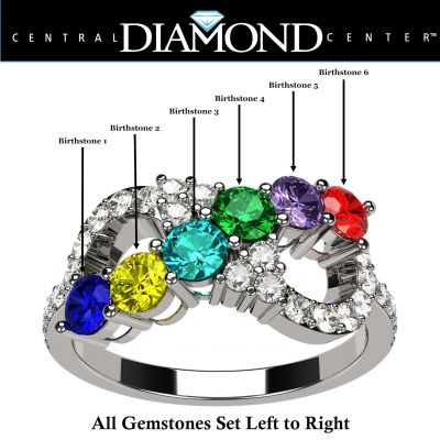 NANA Jewels Infinity Mother&#039;s Ring with 1 to 6 Birthstones in Sterling Silver, 10k or 14k White, Yellow or Rose Gold