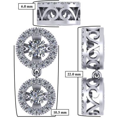 Round Double Halo Dancing Stone Necklace w/Pure Brilliance Zirconia in Gold Plated Sterling Silver