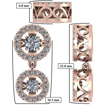 Round Double Halo Dancing Stone Necklace w/Pure Brilliance Zirconia in Gold Plated Sterling Silver