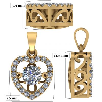 Heart Dancing Stone Necklace in Sterling Silver w/Pure Brilliance Zirconia
