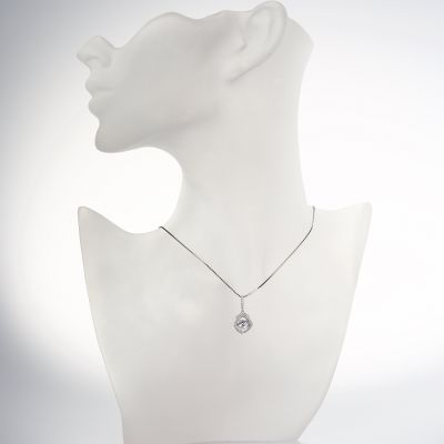 Square Halo Dancing Stone Necklace w/Pure Brilliance Zirconia in Gold Plated Sterling Silver