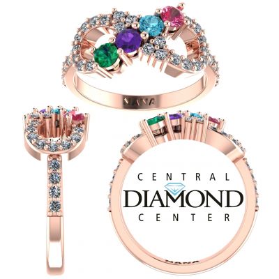 NANA Jewels Infinity Mother&#039;s Ring with 1 to 6 Birthstones in Sterling Silver, 10k or 14k White, Yellow or Rose Gold