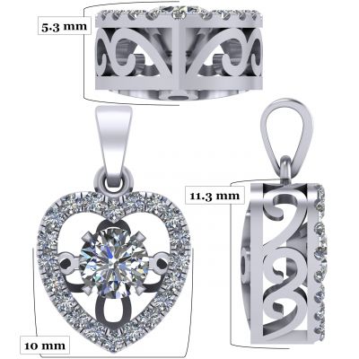 Heart Dancing Stone Necklace in Sterling Silver w/Pure Brilliance Zirconia