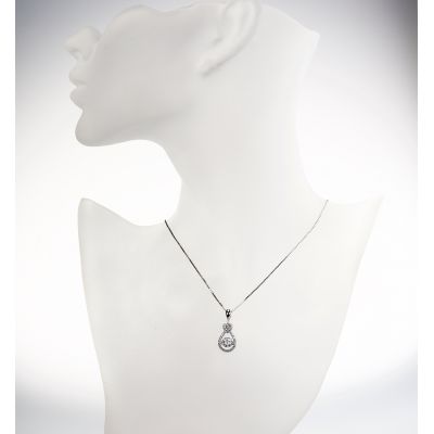 Heart &amp; Pear Dancing Stone Necklace Pendant in Sterling Silver made with Pure Brilliance Zirconia