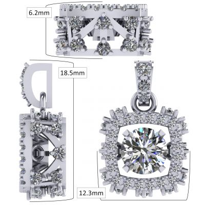 Rhombus Dancing Stone Necklace w/Pure Brilliance Zirconia in Sterling Silver