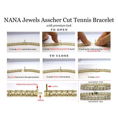NANA Jewels Swarovski Zirconia Asscher Cut Tennis Bracelet, 7&quot; or 8&quot; in Gold Plated Sterling Silver, 13.00ctw-53.00ctw