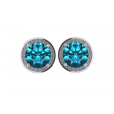 Customizable Halo Birthstone Stud Earrings, Solid 925 Sterling Silver w/Pure Brilliance Zirconia - Hypoallergenic