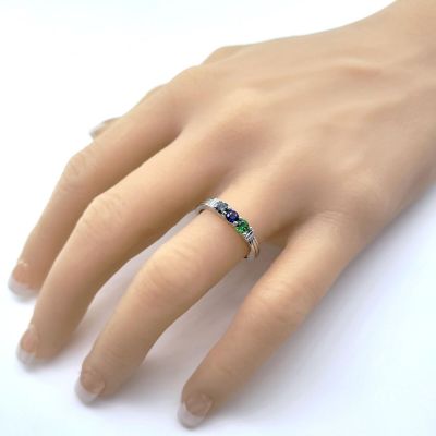 NANA Jewels Shared Prong Mother&#039;s Ring with 1 to 6 Birthstones in Sterling Silver, 10k or 14k White, Yellow or Rose Gold