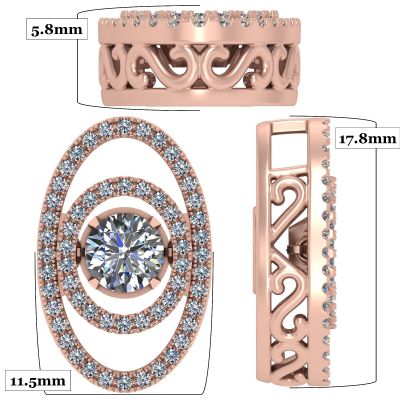 Double Oval Dancing Stone Necklace Pendant in Sterling Silver made w/Pure Brilliance Zirconia