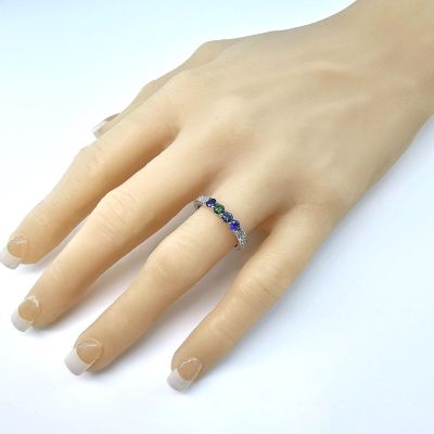 NANA Jewels Shared Prong w/side stones Mothers Ring 1 to 6 St Silver 10k or 14k White, Yellow, or Rose Gold