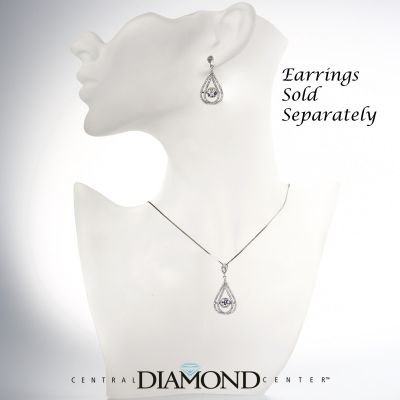 Central Diamond Center Chandelier Dancing Stone Necklace made w/Pure Brilliance Zirconia in Sterling Silver