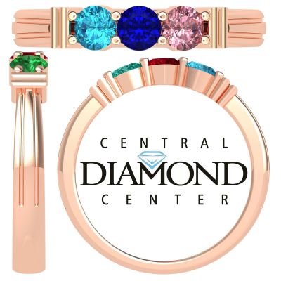 NANA Jewels Shared Prong Mother&#039;s Ring with 1 to 6 Birthstones in Sterling Silver, 10k or 14k White, Yellow or Rose Gold