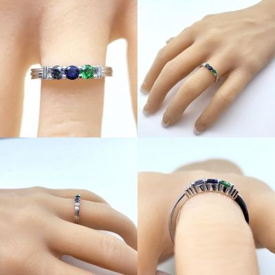 NANA Jewels Shared Prong Mother&#039;s Ring with 1 to 6 Birthstones in Sterling Silver, 10k or 14k White, Yellow or Rose Gold