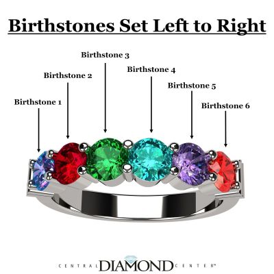NANA Jewels Shared Prong w/side stones Mothers Ring 1 to 6 St Silver 10k or 14k White, Yellow, or Rose Gold
