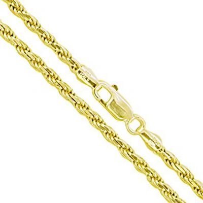 NANA Jewels Sterling Silver Diamond Cut Rope Chain, Made in Italy, White/Yellow/Rose Gold Plated