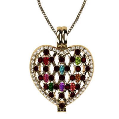 NANA Jewels Ultimate Heart of Hearts Mothers Locket Necklace Pendant in Sterling Silver &amp; Mother of Pearl