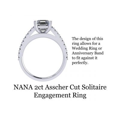 NANA Jewels Asscher Cut Cathedral Solitaire Engagement Ring 7mm (2ct) Pure Brilliance Zirconia - Sterling Silver, 10K or 14K Gold