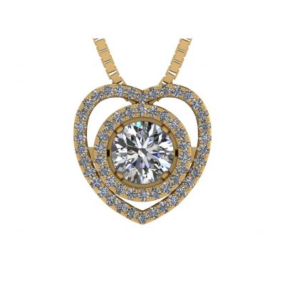 NANA Jewels Sterling Silver &amp; CZ Heart &amp; Circle Dancing Diamond Pendant with a 22&quot; Adjustable Box Chain
