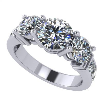 NANA Jewels 3 Stone Past Present &amp; Future Ring made with  Pure Brilliance Zirconia 2.50ctw &amp; 3.50ctw