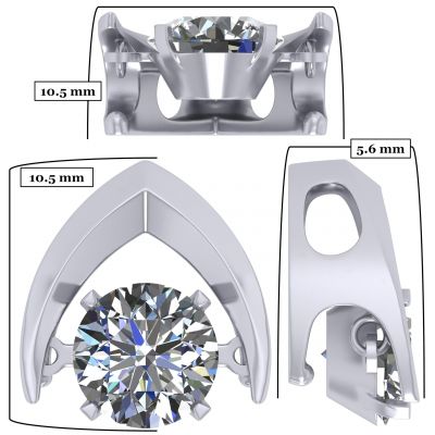 NANA Omega Dancing Stone Necklace Sterling Silver &amp; Pure Brilliance CZ with 0.8mm 22&quot; Adj Box Chain
