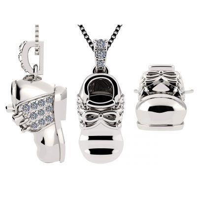 NANA Jewels Baby Shoe Charm or Pendant-Necklace made with Pure Brilliance Zirconia in Sterling Silver, 10k or 14k Gold