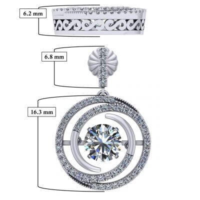 NANA Jewels Sterling Silver Circle Swirl Dancing Stone Earrings made with Pure Brilliance Zirconia