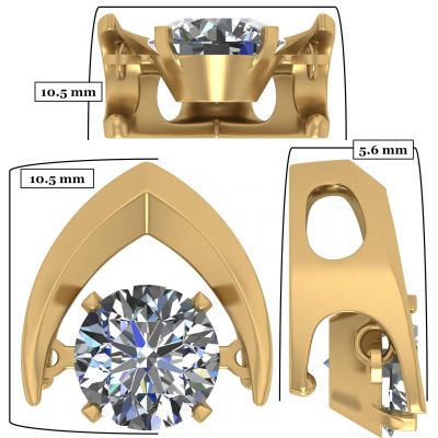 NANA Omega Dancing Stone Necklace Sterling Silver &amp; Pure Brilliance CZ with 0.8mm 22&quot; Adj Box Chain