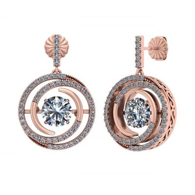 NANA Jewels Sterling Silver Circle Swirl Dancing Stone Earrings made with Swarovski Zirconia