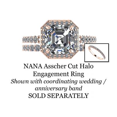 NANA Jewels Asscher Cut Halo Style Engagement Ring made with 7mm Pure Brilliance Zirconia Center