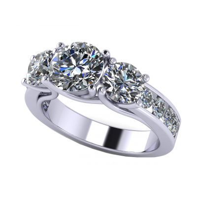 NANA Jewels 3 Stone Past Present &amp; Future Ring made with  Pure Brilliance Zirconia 2.50ctw &amp; 3.50ctw