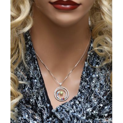 NANA Jewels Swirl Birthstone Mothers Necklace For Women w/ 1 to 9 Birthstones in Silver, 10K, or 14K Gold