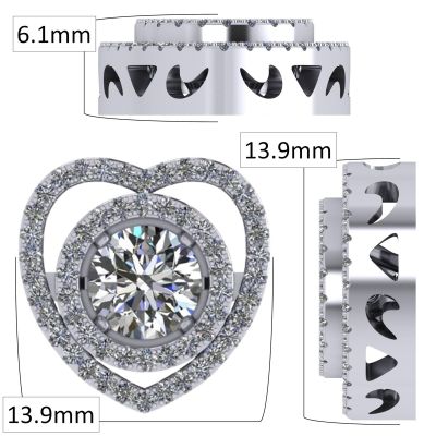 NANA Jewels Sterling Silver &amp; CZ Heart &amp; Circle Dancing Diamond Pendant with a 22&quot; Adjustable Box Chain