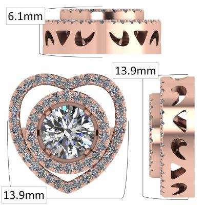 NANA Jewels Sterling Silver &amp; CZ Heart &amp; Circle Dancing Diamond Pendant with a 22&quot; Adjustable Box Chain