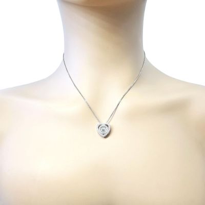 NANA Jewels Sterling Silver &amp; CZ Heart &amp; Circle Dancing Diamond Pendant with a 22&quot; Adjustable Box Chain