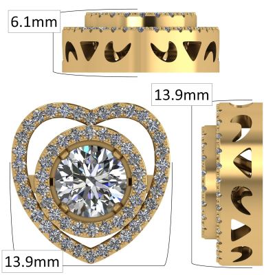 NANA Jewels Sterling Silver &amp; CZ Heart &amp; Circle Dancing Diamond Pendant with a 22&quot; Adjustable Box Chain