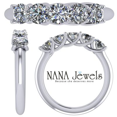 NANA Jewels Simulated Diamond Wedding Ring,  Pure Brilliance Zirconia Solid 14K Gold Anniversary Ring Band