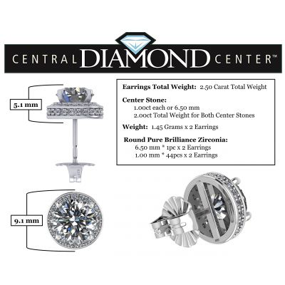 Customizable Halo Birthstone Stud Earrings, Solid 925 Sterling Silver w/Pure Brilliance Zirconia - Hypoallergenic