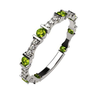 Central Diamond Center Sterling Silver Stackable Birthstone Ring Band w/ All Rounds Simulated Birthstones, Gold Plated