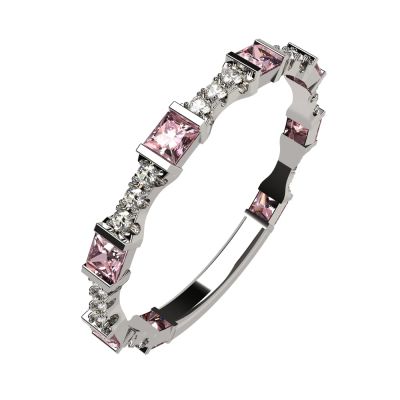 Central Diamond Center Sterling Silver Stackable Birthstone Ring Band w/Princess Cut Simulated Birthstones, Gold Plated