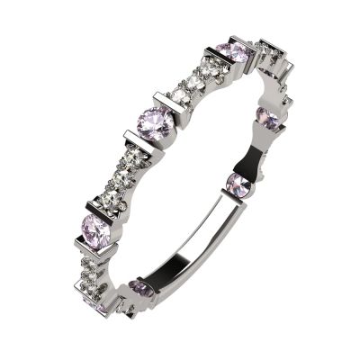 Central Diamond Center Sterling Silver Stackable Birthstone Ring Band w/ Round Cut Simulated Birthstones, Gold Plated