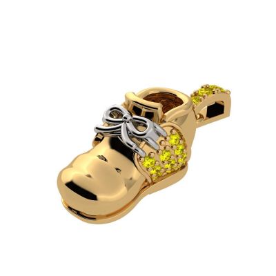 NANA Jewels Birthstone Baby Shoe Necklace Pendant w/ Pure Brilliance Zirconia - Gold Plated Silver, 10K Solid Gold or 14K Solid Gold