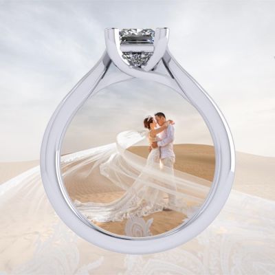 1.50-3.00ct Princess Solitaire Engagement Ring Lucita Wedding Ring Pure Brilliance Zirconia Sterling Silver