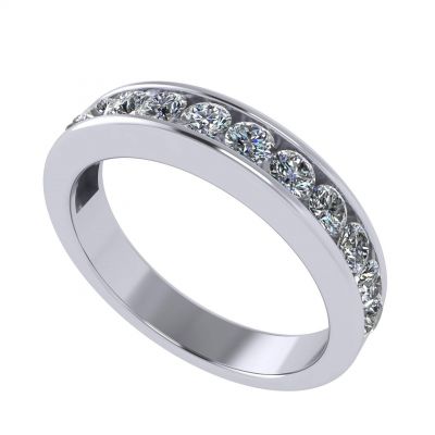 Anniversary Band Ring Channel Set w/ 0.75ctw Pure Brilliance Zirconia in Silver, 10K, or 14K Gold