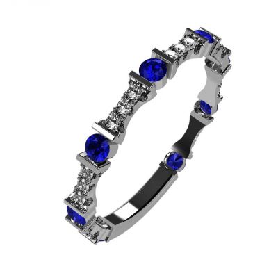 Central Diamond Center Sterling Silver Stackable Birthstone Ring Band w/ Round Cut Simulated Birthstones, Gold Plated