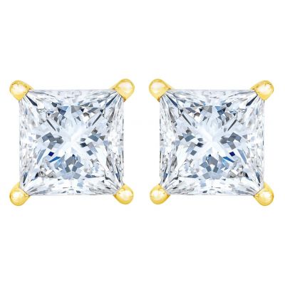CVD Lab Grown Princess Diamond Studs Earrings(G-H Color VS-SI)14K Solid Gold sturdy mounting Free Returns